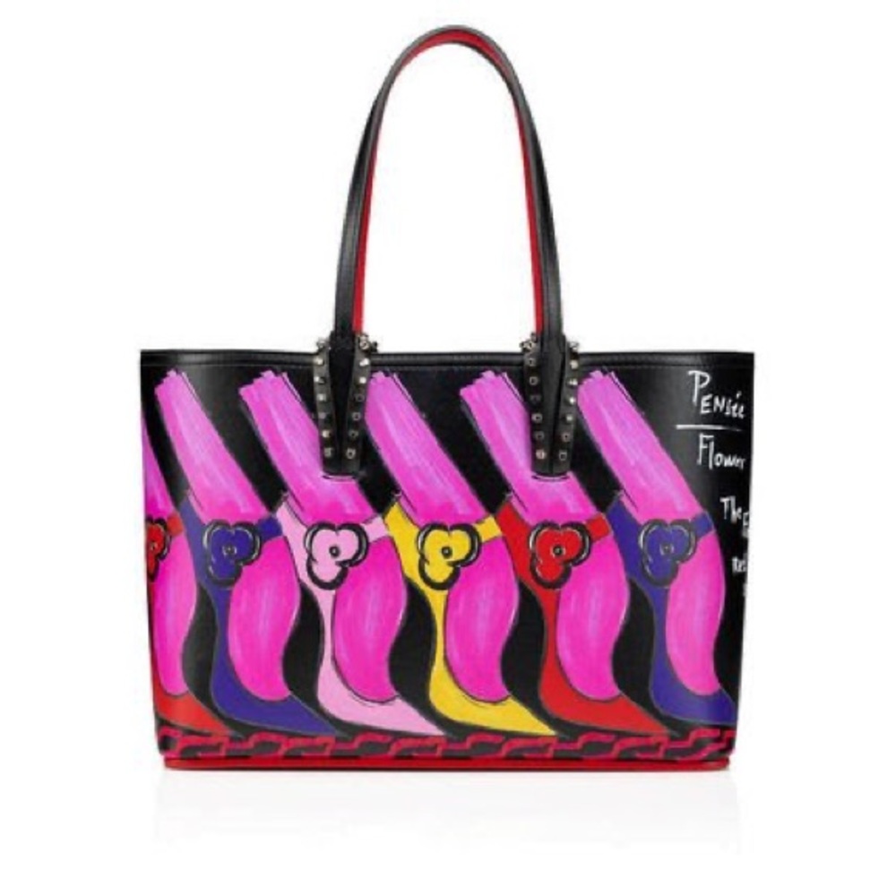 Christian Louboutin Black Tote with Pink, Yellow and Red Accents